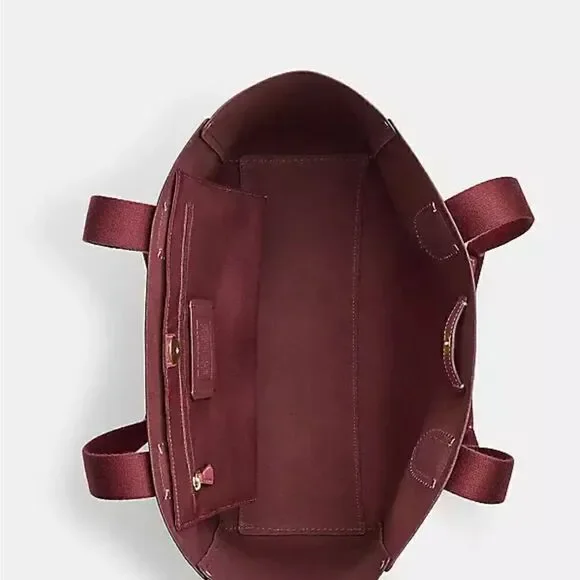 🔥🎁NWT! Coach Derby Tote Handbag Leather Gold/Rouge Msrp:$350.00 - Picture 8 of 13